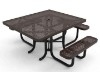 Elite Series ADA Compliant 46" Square Thermoplastic Polyethylene Coated Picnic Table Perforated Metal - Brown