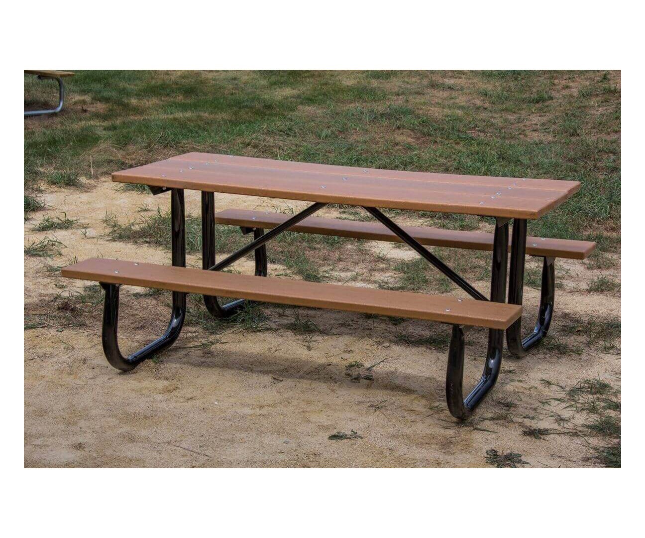 6 Ft. Heavy Duty Recycled Plastic Picnic Table with Welded Galvanized