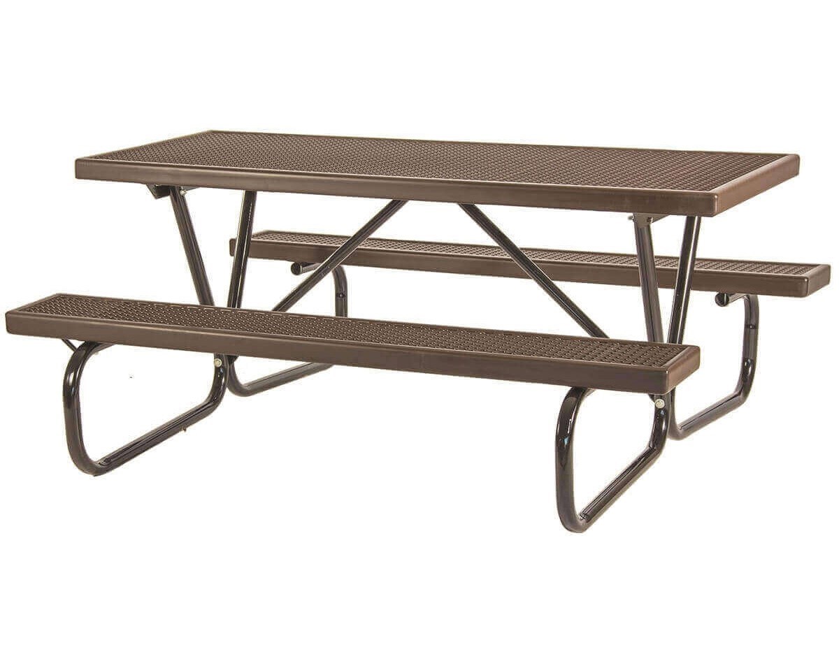 6 Ft. Plastisol Coated Metal Picnic Table with Galvanized Bolted Frame