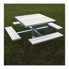 Square Aluminum Picnic Table With Galvanized Pedestal Frame, Inground Or Surface Mount 