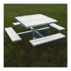 Square Aluminum Picnic Table With Galvanized Pedestal Frame, Inground Or Surface Mount 