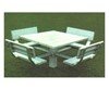 Square Aluminum Picnic Table With Galvanized Pedestal Frame Inground with back