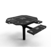 Elite Series 46" X 63" ADA Compliant Octagon Thermoplastic Polyethylene Coated Pedestal Rolled 2 Or 3 Seat Picnic Table Expanded Metal - Black - Inground