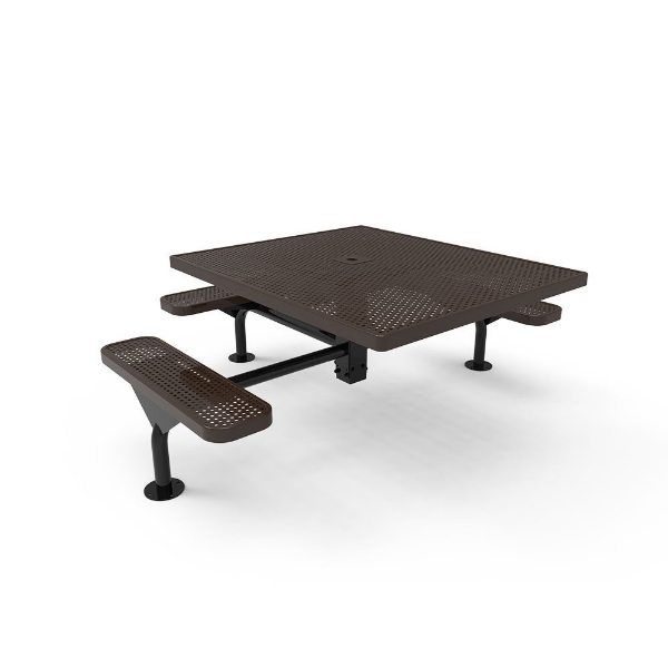 Elite Series 46" x 54" ADA Compliant Nexus Style Square Thermoplastic Polyethylene Coated 3 Seat Pedestal Picnic Table -  Quick Ship - Surface Mount