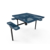 Elite Series 46" x 54" ADA Compliant Nexus Style Square Thermoplastic Polyethylene Coated 3 Seat Pedestal Picnic Table -  Quick Ship - Blue - Inground