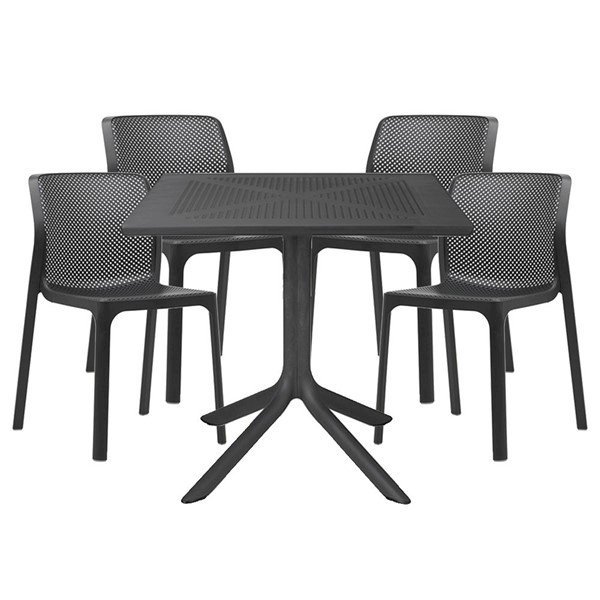 Picture of Bit Dining Set with Plastic Resin Chairs and 32" Clip Table Package. Minimum Order - 2 Sets