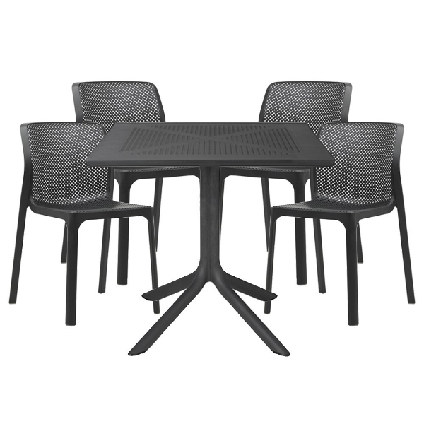 Picture of Bit Dining Set with Plastic Resin Chairs and 32" Clip Table Package.
