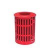 Elite Series 32 Gallon Thermoplastic Slatted Steel Trash Receptacle With Flat Top And Liner