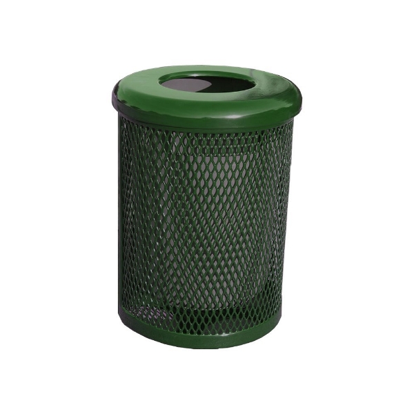Elite Series 32 Gallon Thermoplastic Polyethylene Coated Trash Can Receptacle With Top And Liner