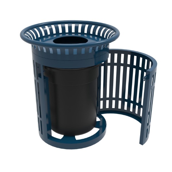 Elite Series 32 Gallon Skyline Thermoplastic Trash Receptacle With Flared Top And Side Opening
