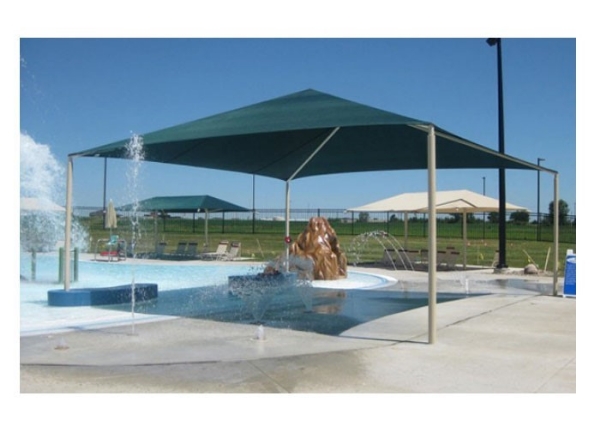 Square Fabric Hip End Shade Structure With 8 Ft. Entry Height