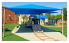 Square Fabric Hip End Shade Structure With 10 Ft. Entry Height