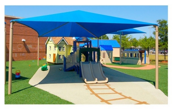 Square Fabric Hip End Shade Structure With 10 Ft. Entry Height