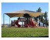 Square Fabric Hip End Shade Structure With 12 Ft. Entry Height