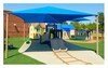 Square Fabric Hip End Shade Structure With 12 Ft. Entry Height