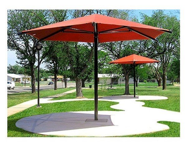 Hexagonal Fabric Umbrella Shade Structure With 8 Ft. Height
