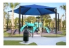 Hexagonal Fabric Hip End Shade Structure with 8 Ft. Entry Height 