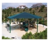 Hexagonal Fabric Hip End Shade Structure with 12 Ft. Entry Height 