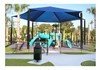 Hexagonal Fabric Hip End Shade Structure with 12 Ft. Entry Height 