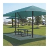 Rectangular Fabric Dual Column Umbrella Shade Structure With 8 Ft. Height