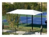 Rectangular Fabric Dual Column Umbrella Shade Structure With 8 Ft. Height