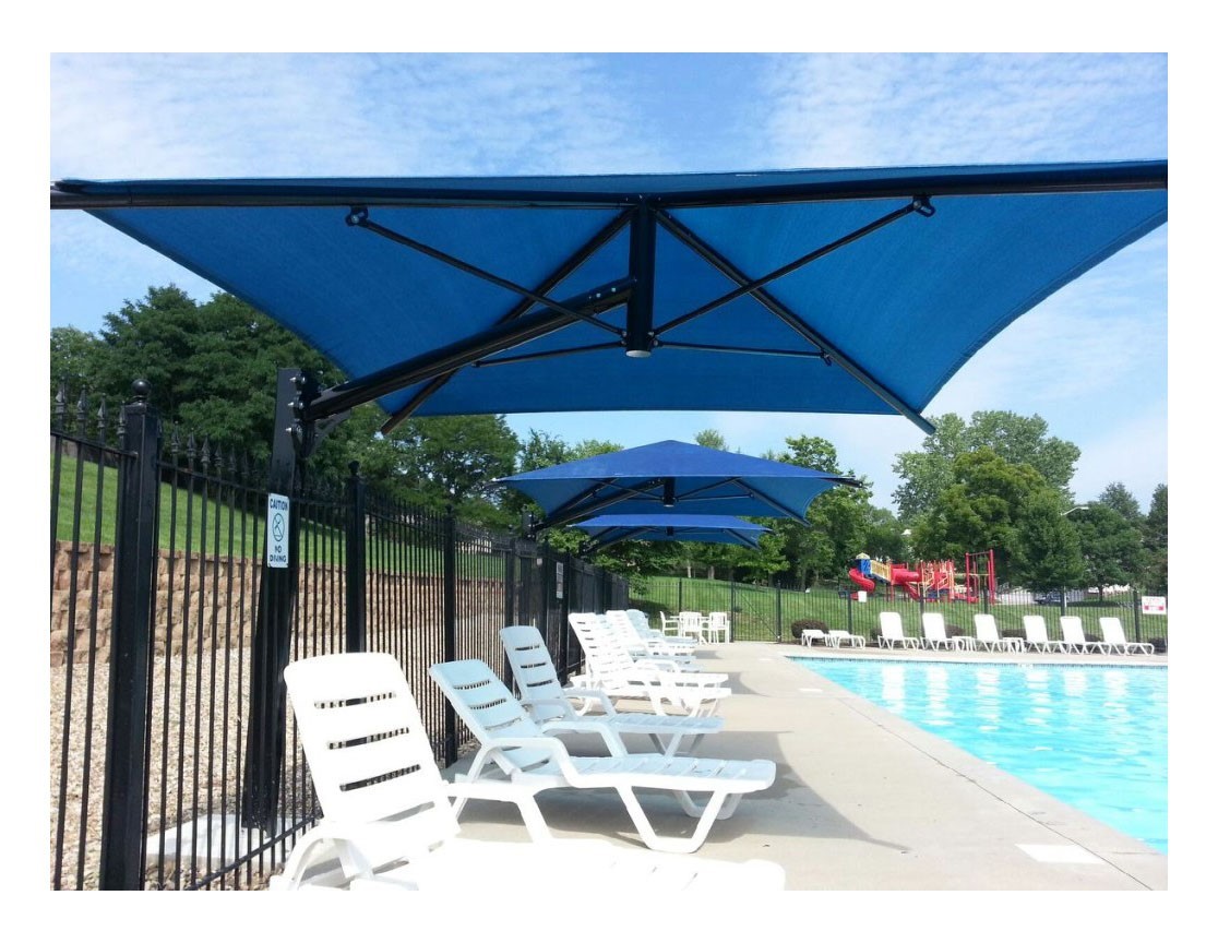 Square Fabric Cantilever Umbrella Shade Structure with 8 Ft. Entry