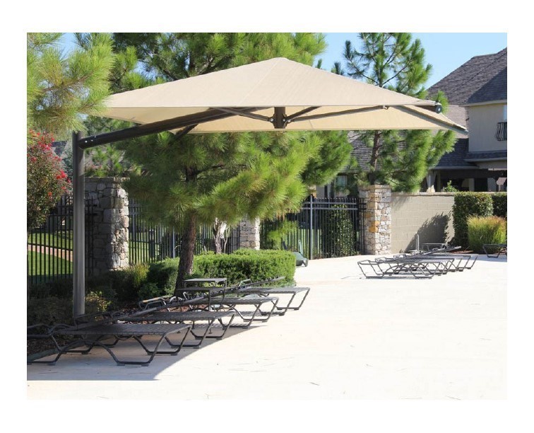 Square Fabric Cantilever Umbrella Shade Structure with 10 Ft. Entry