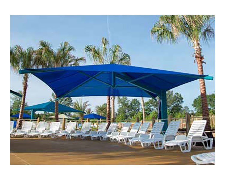 Square Fabric Cantilever Umbrella Shade Structure with 10 Ft. Entry