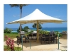 Hexagonal Fixed Waterproof Umbrella Shade Structure With Single Steel Center Post 