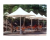 Hexagonal Fixed Waterproof Umbrella Shade Structure With Single Steel Center Post 