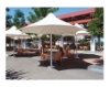 Hexagonal Fixed Waterproof Umbrella Shade Structure With Single Steel Center Post 