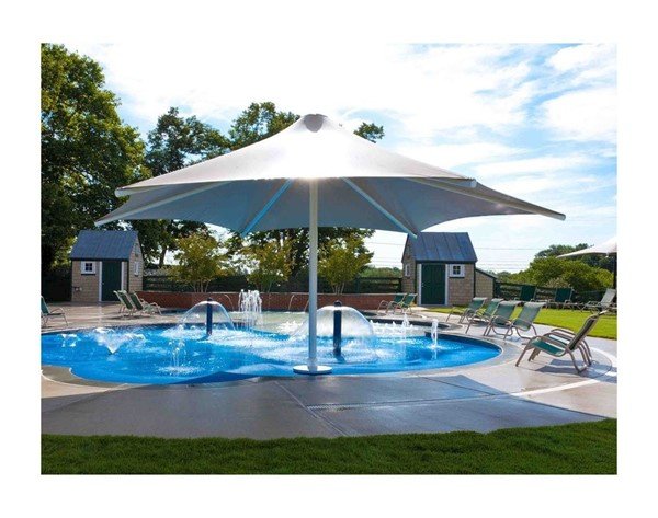 Hexagonal Waterproof Umbrella Shade Structure With Aluminum Frame And Crank - 14', 16', Or 18'