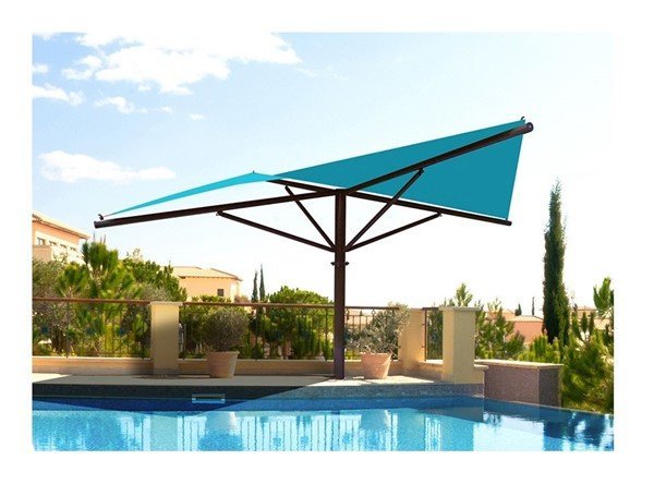 Hypar Umbrella Fabric Shade Structure with 8 Ft. Entry Height and Single Steel Post