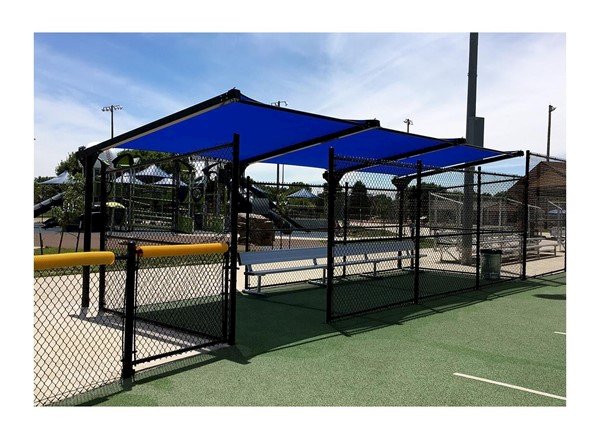 Custom Fabric Dugout Cantilever Shade Structure with Steel Frame