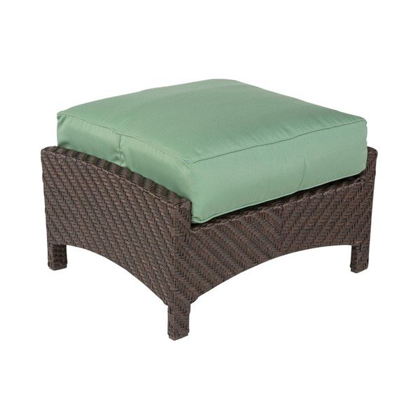 Palmer Deep Cushion Ottoman With Wicker Covered Aluminum Frame