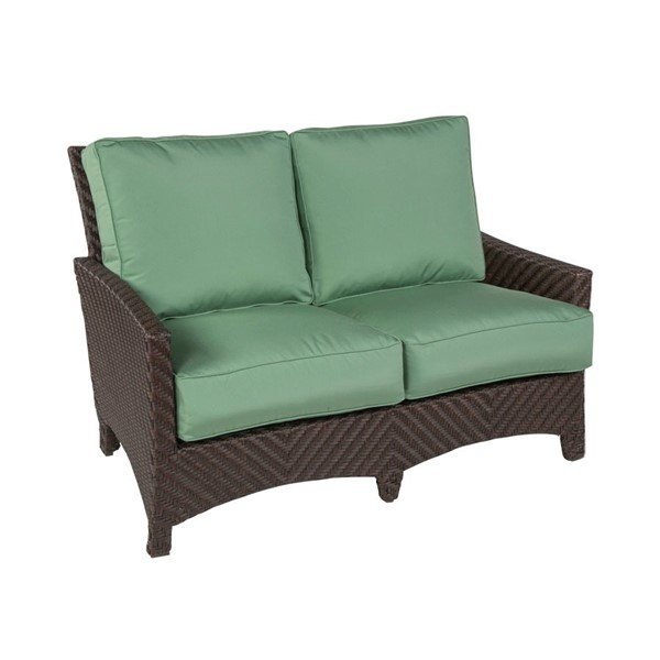 Palmer Cushion Loveseat With Wicker Covered Aluminum Frame