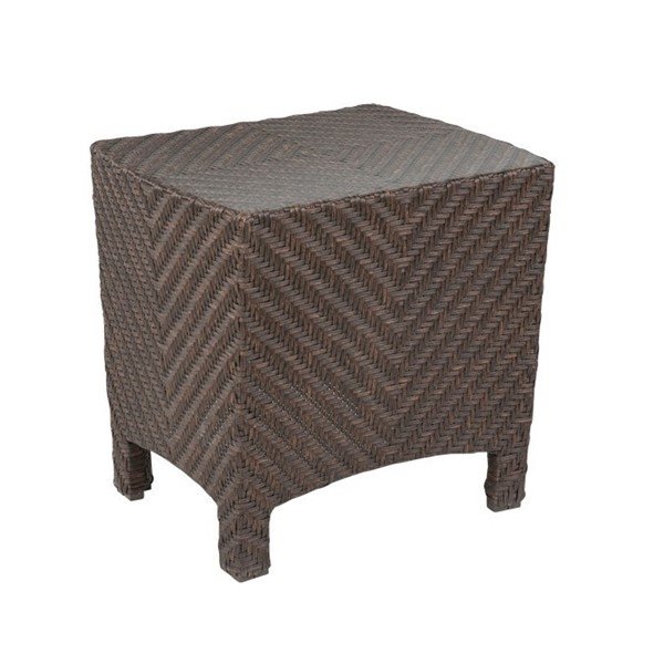 Palmer 19" x 22" Wicker Covered Aluminum Side Table with Glass Top - 20 lbs. 