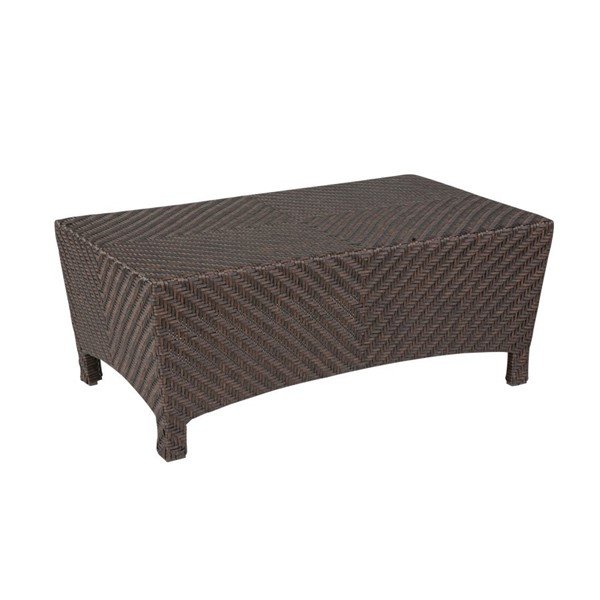 Palmer 26" X 44" Wicker Covered Aluminum Coffee Table With Glass Top