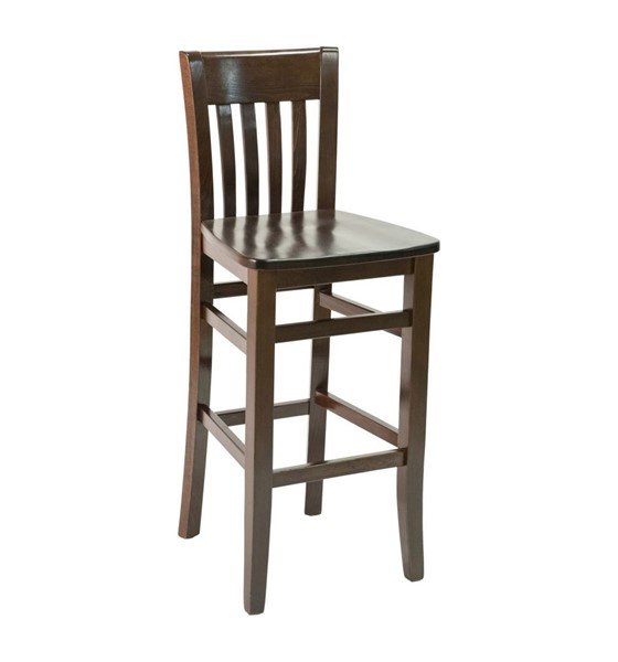Traditional Interior Wooden Restaurant Bar Chair With Vinyl Upholstered Seat