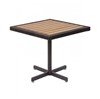 Outdoor Square Restaurant Dining Table With Wicker Edge Faux Teak Top And X Aluminum Base