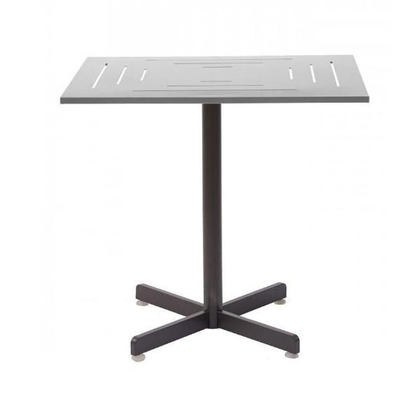 Outdoor Square Restaurant Bar Height Table With Powder Coated Aluminum Top And X Base