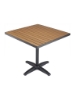 Outdoor Square Restaurant Dining Table With Aluminum Edge Faux Teak Top And X Aluminum Base