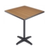 Outdoor Restaurant Bar Height Table With Aluminum Edge Faux Teak Top And X Aluminum Base