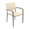 Uptown Outdoor Restaurant Dining Chair With Stackable Aluminum Frame And Wooden Or Mesh Belt Seat 
