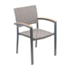Uptown Outdoor Restaurant Dining Chair With Stackable Aluminum Frame And Wooden Or Mesh Belt Seat 