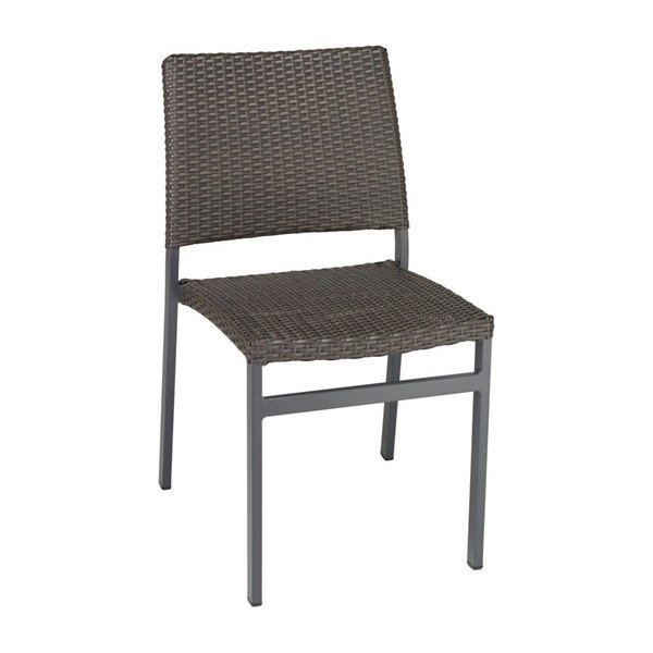 Trade Winds Outdoor Armless Restaurant Dining Chair With Stackable Aluminum Frame And PE Weave Seat