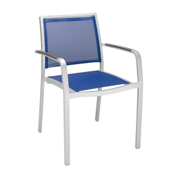 Candor Outdoor Restaurant Dining Chair With Stackable Aluminum Frame And Sling Seat