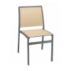 Candor Outdoor Restaurant Armless Dining Chair With Stackable Aluminum Frame And Sling Seat 