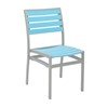 Tropical Breezeway Outdoor Restaurant Dining Chair With Stackable Aluminum Frame And Faux Teak Seat 