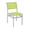 Tropical Breezeway Outdoor Restaurant Dining Chair With Stackable Aluminum Frame And Faux Teak Seat 